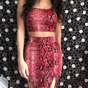 Fashion Nova Red Snake Skin Set
